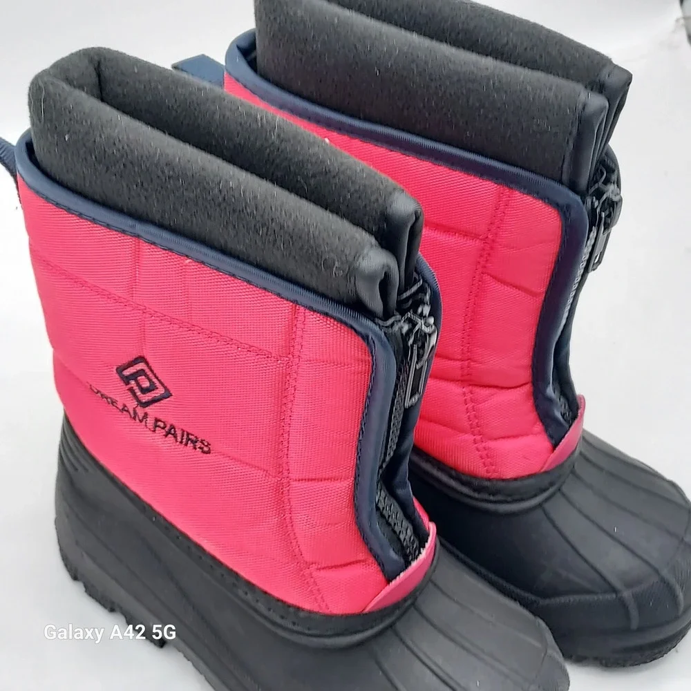 Dream Pairs‎ Girls Pink Quilted Winter Snow Boots Side Zip Size 10